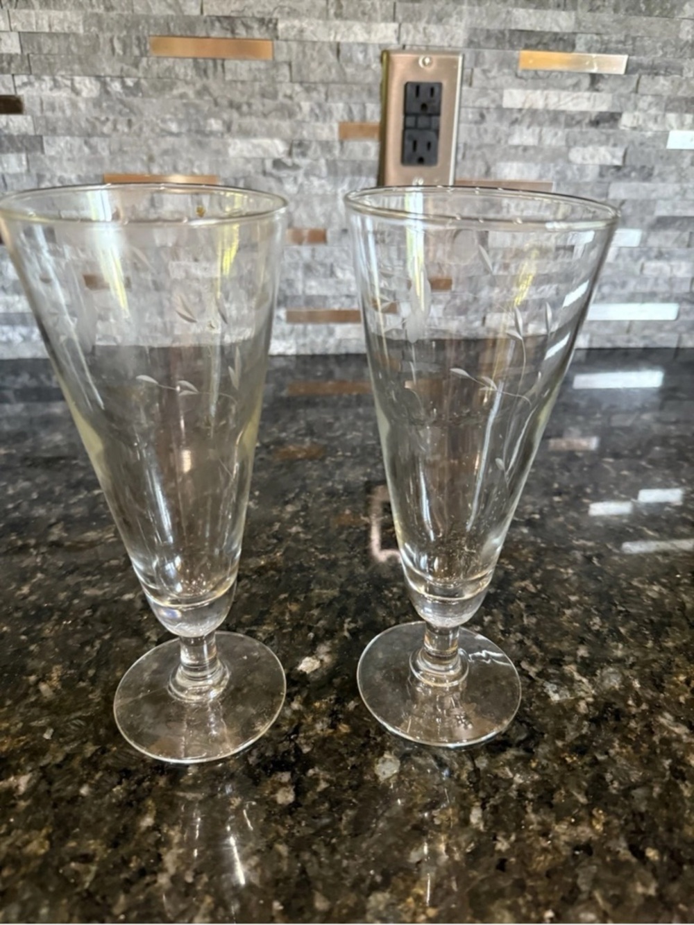 Vintage Princess House Set of Two Crystal Pilsner Glasses